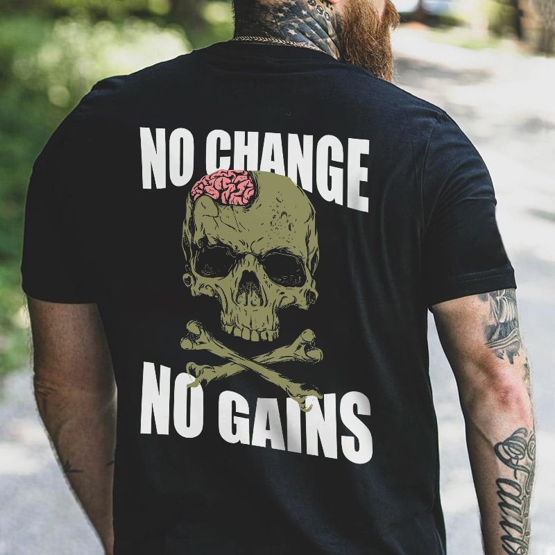Livereid No Change No Gains Skull Printed Men's T-shirt - Livereid
