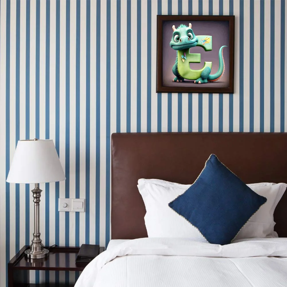 Diamond Painting - Full Round Drill - Dinosaur Letter E(30*30cm)