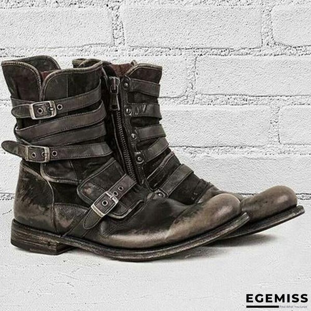 Men's Retro Multiple Buckle Retro Ankle Boots | EGEMISS