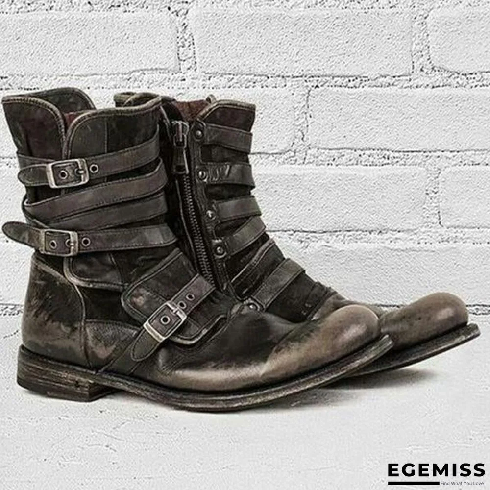 Men's Retro Multiple Buckle Retro Ankle Boots | EGEMISS