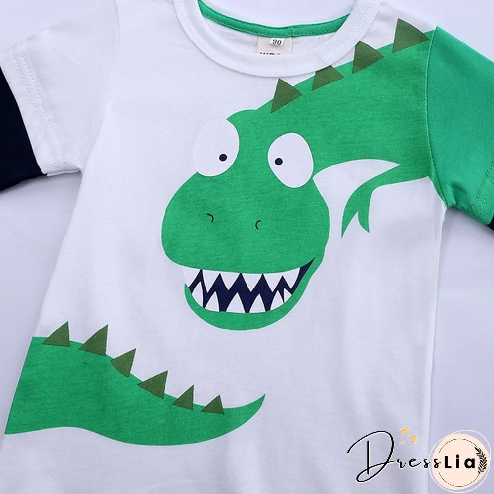Cartoon Dinosaur Boys Long Sleeve T Shirt Children Kids Boys Spring Autumn Cotton Tops