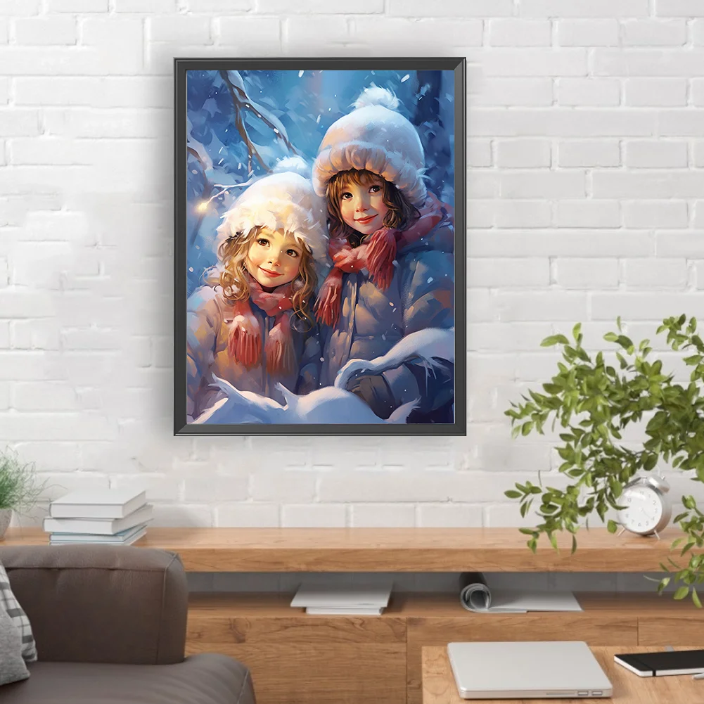Diamond Painting - Full Round Drill - Kids Snowman(Canvas|30*40cm)