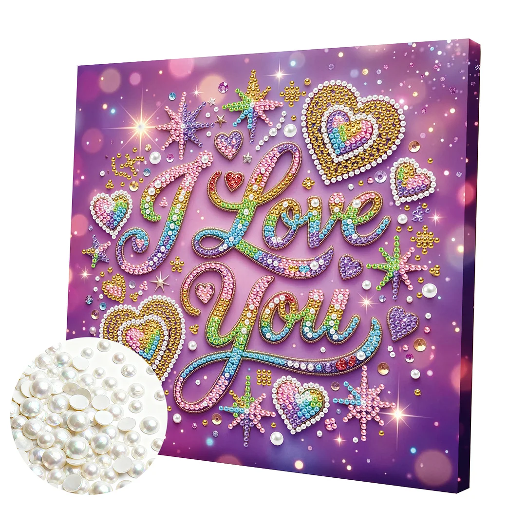 I Love You - DIY Pearl Diamond Art Kit With Frame 25*25cm