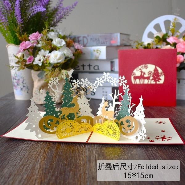 Christmas Card Santa Ride Xmas Festival New Year Card Winter Holiday Greeting Cards with Envelopes