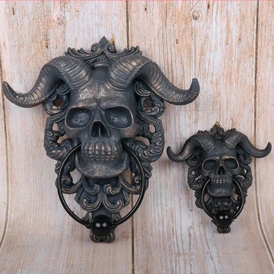 Ebros Baphomet Horned God Skull Hanging Door Knocker