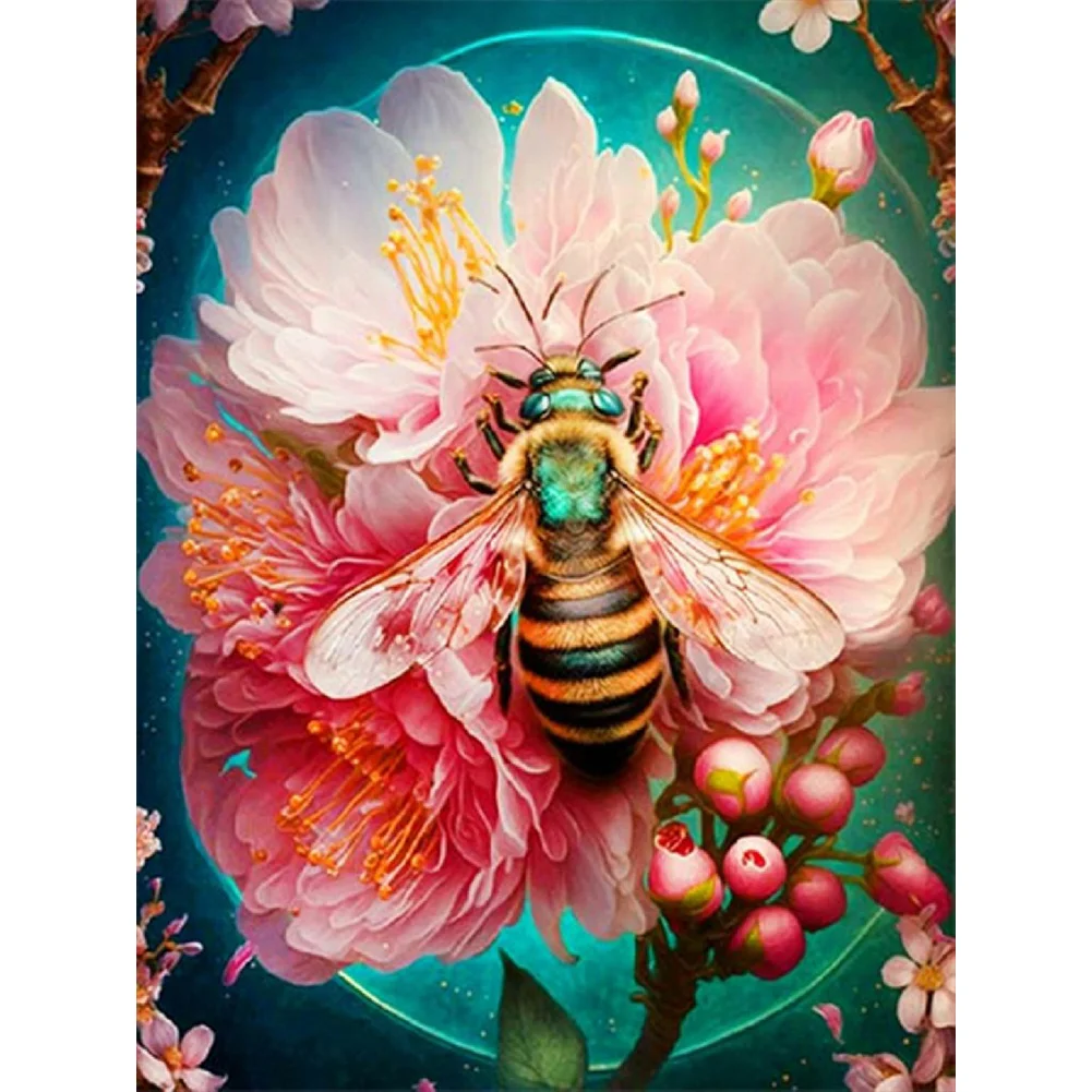 Full Round Diamond Painting 30*40cm - Flower Bee