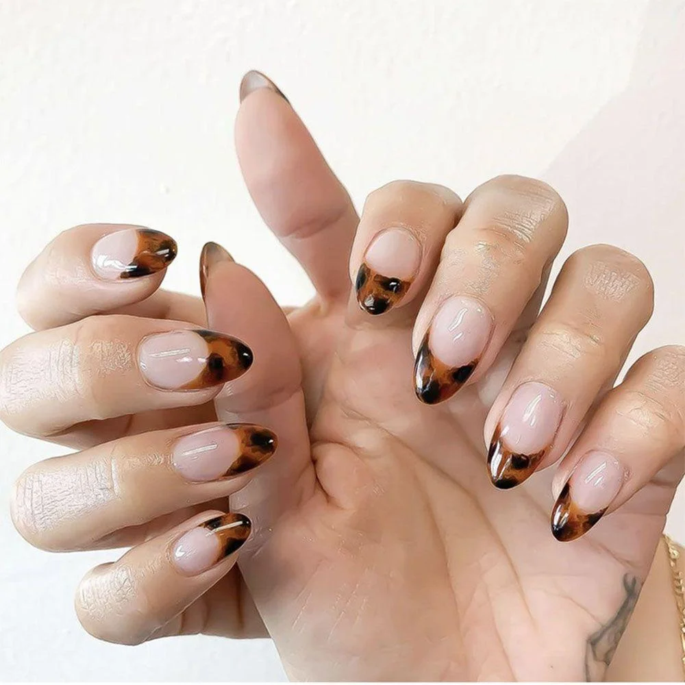 24Pcs Middle Length Ballerina Nude Pink Color False Nails Design With Heart Pattern DIY Artificial Fake Nails With Press Glue 1103 515-Nail Inspo