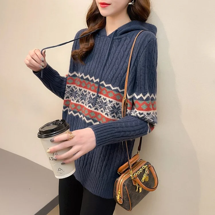 Casual Geometric Shift Sweater QueenFunky