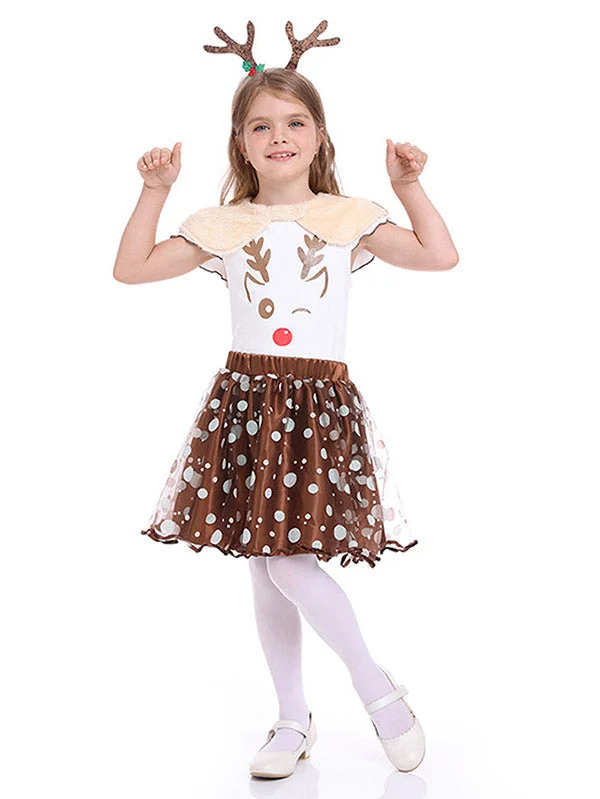 Reindeer Christmas Dresses Xmas Dress for Girl-elleschic
