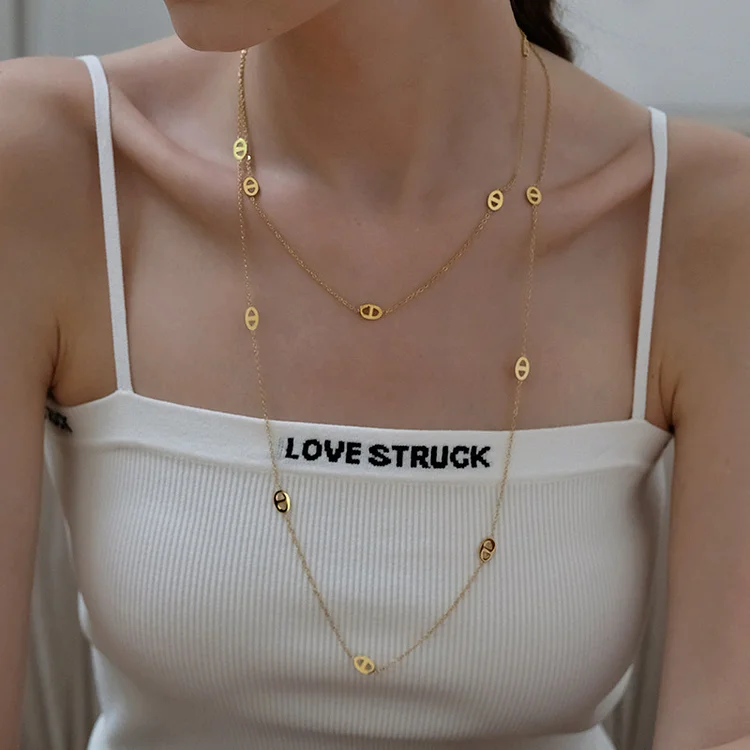 Simple Long Layered Necklace