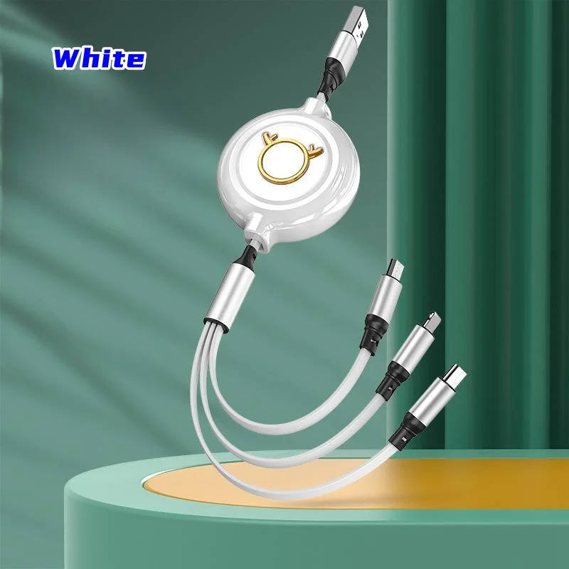 Car logo retractable 1 to 3 mobile phone charging cable