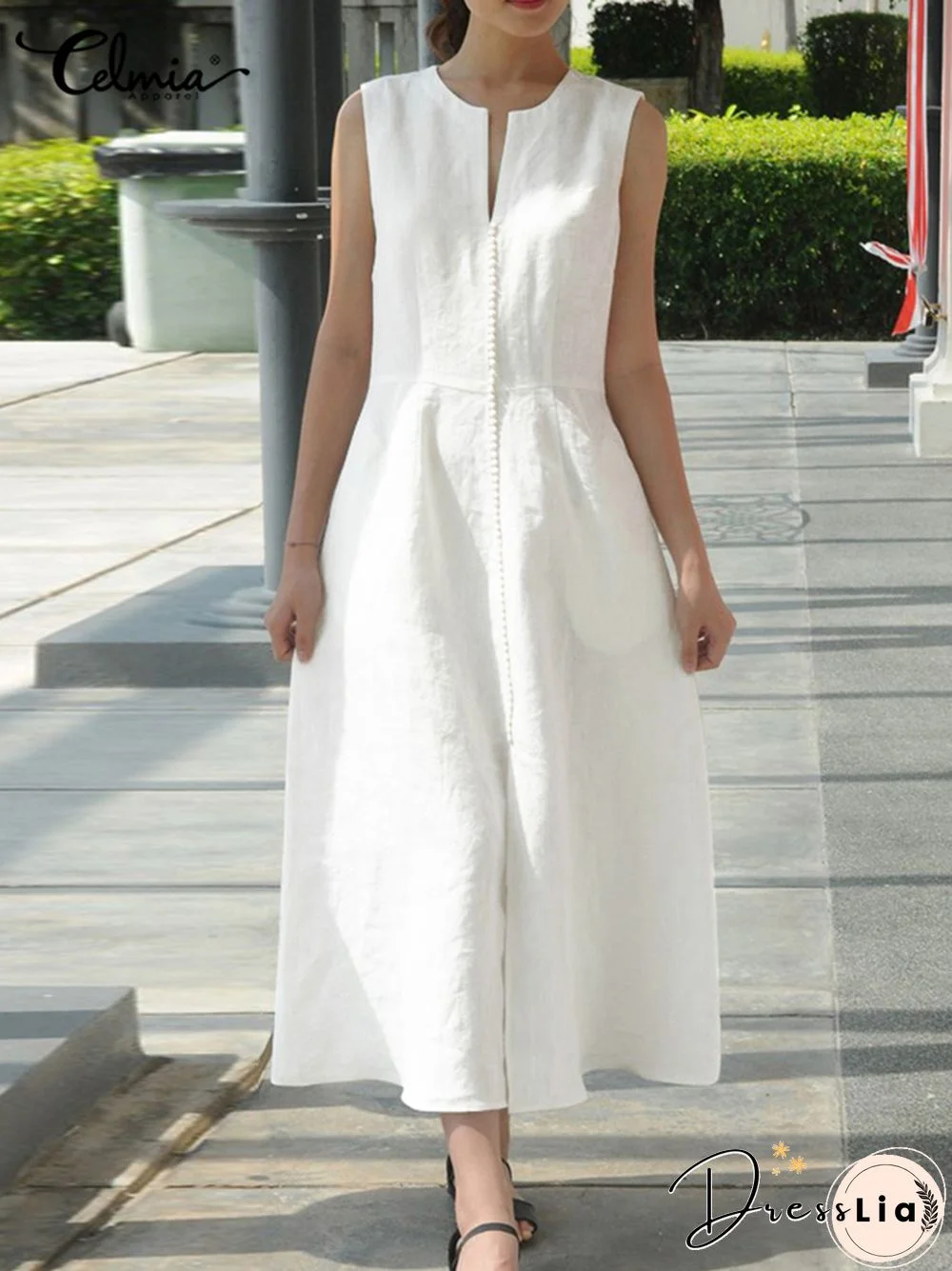 Celmia Women Maxi Long Dress Summer Sexy Sleeveless Casual V Neck Sundress Belt Loose Ankle-length Party Vestido Robe Femme