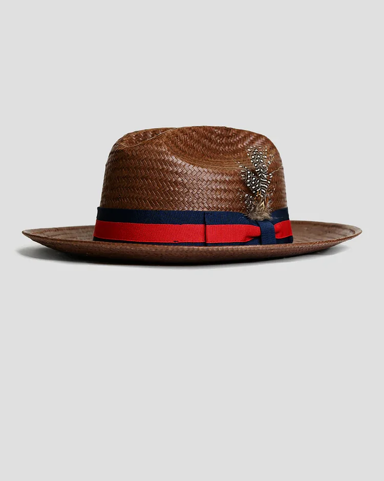 Tienda SG Miller Ranch Fedora - Patriotic Straw [BUY 2 FREE SHIPPING & BOX PACKING]