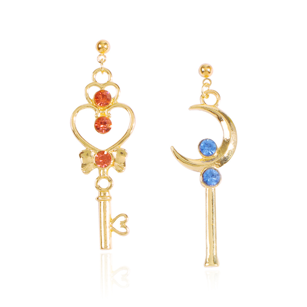 Asymmetric Colorful Rhinestone Moon Heart Lady Earrings | Oxredo Shop Ramadan Sale