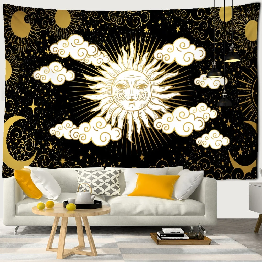 Fantasy Sun And Moon Tapestry Wall Hanging Bohemian Hippie Tapiz Psychedelic Witchcraft Children's Room Home Decor