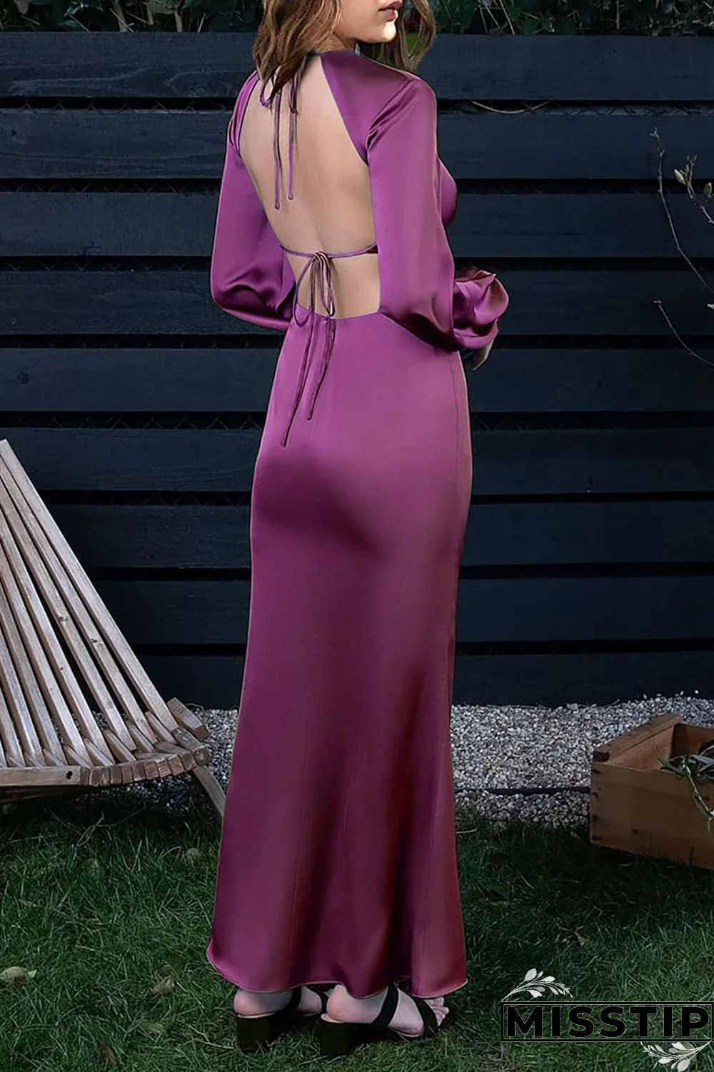 Purple Casual Solid Hollowed Out Patchwork O Neck Straight Dresses