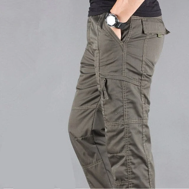 New Winter Mens Waterproof Cargo Pants Fleece Thick Warm Pants Double Layer Multi Pocket Casual Military Baggy Tactical Trousers