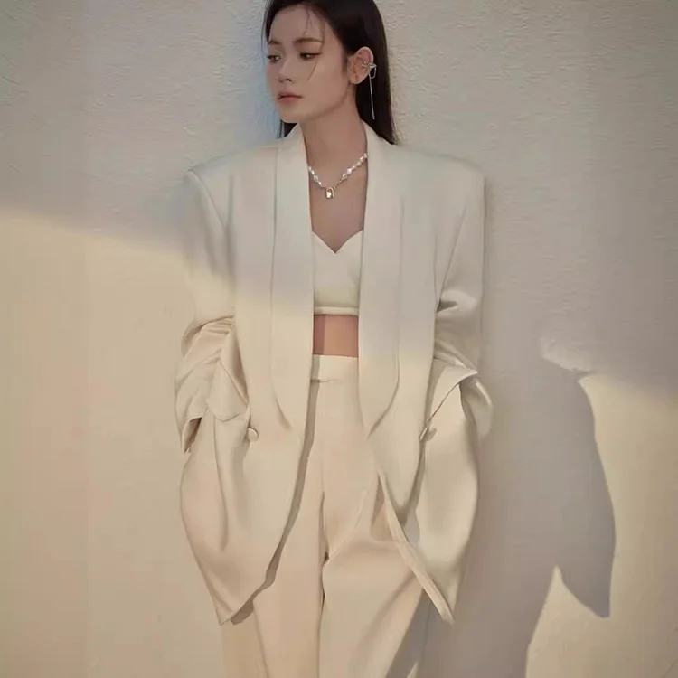 High Quality White Ladies Suit Fashion 2 Piece Suit For Women Blazer And Pants Set For Women Formal Suit-FZ1031024