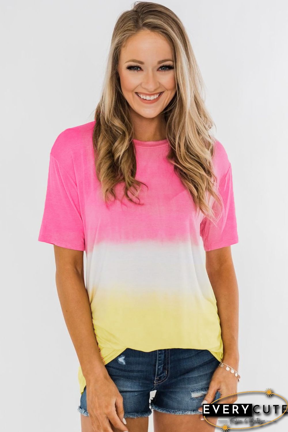 Pink Accent Colorblock T-shirt