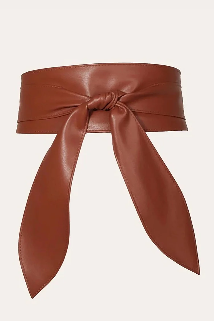 Elegant Solid Leather Bow Belts