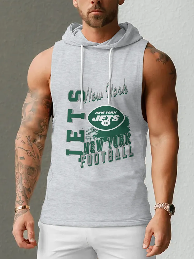 New York Jets Men's  Casual Comfy Sleeveless Hooded Tank Top