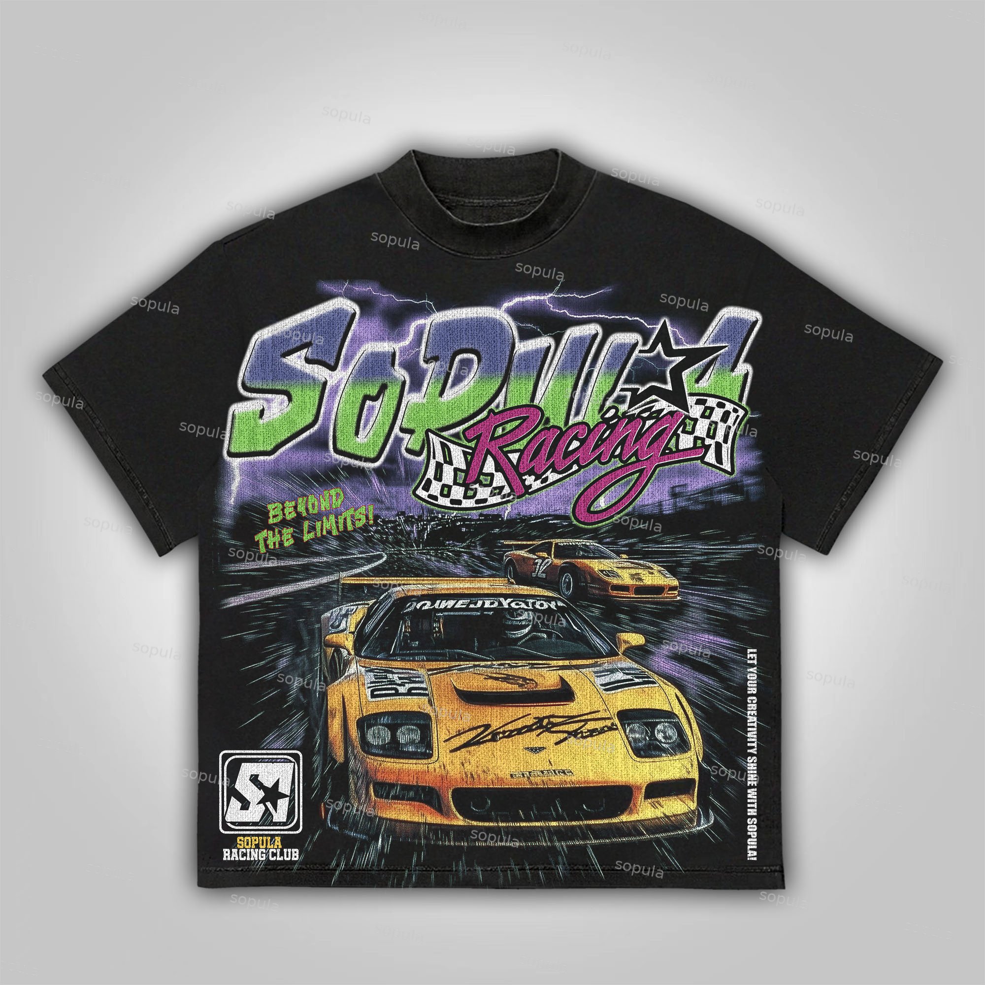 Sopula Race At Top Speed Racing Y2k Graphics Cotton T-Shirt