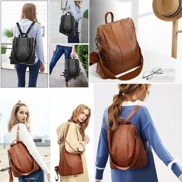 [Perfect gift choice]2022 limited edition leather ladies' anti-theft backpack