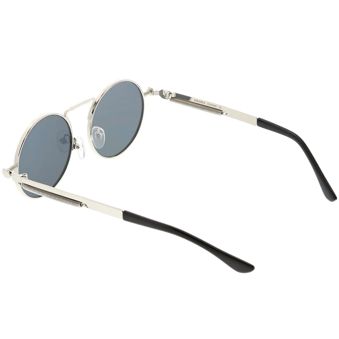 Modern Steampunk Circle glasses Unique Nose Piece Flat Lens 49mm