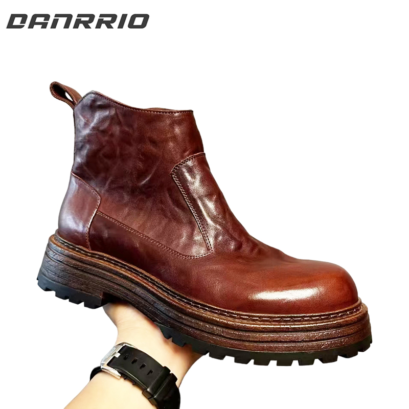 DANRRIO Handmade Retro Horsehide Zipper English Style Boots DANRRIO.COM DANRRIO