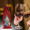2pcs Christmas Diamond Art Linen Wine Gift Bag Diamond Painting Red Wine Bag Kit