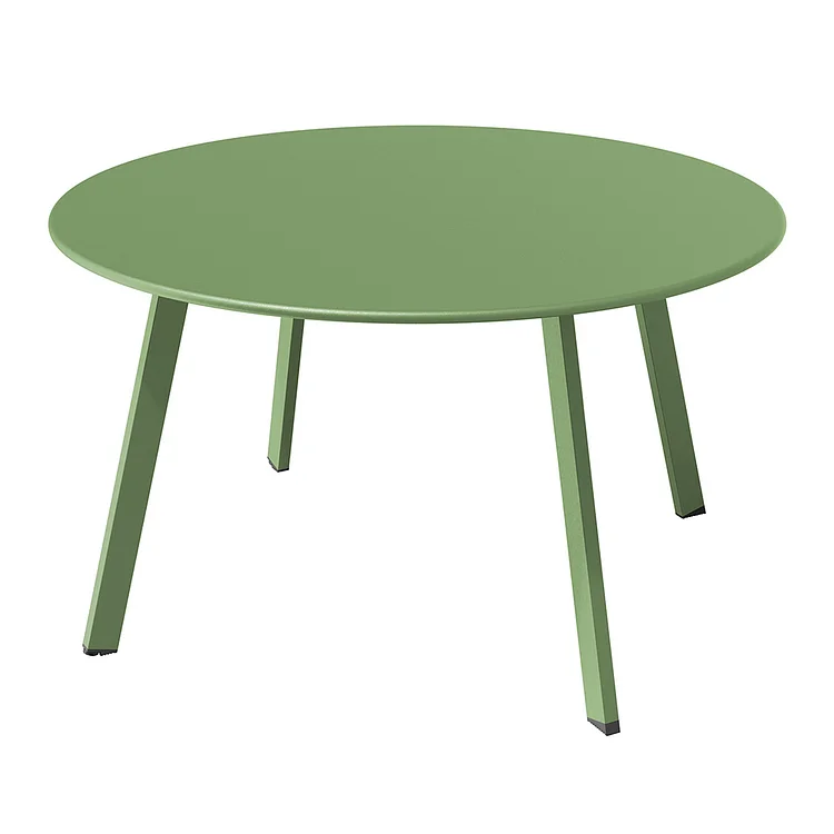 GRAND PATIO Round Steel Patio Coffee Table, Weather Resistant Outdoor Large Side Table 