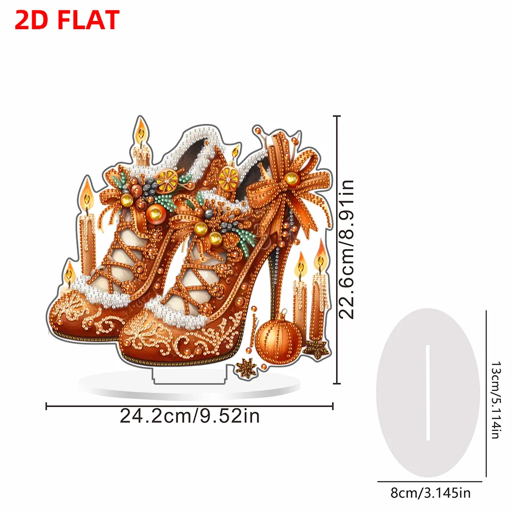 2D Flat Xmas High Heels DIY Acrylic Desktop Diamond Art Kits for Adults Beginner