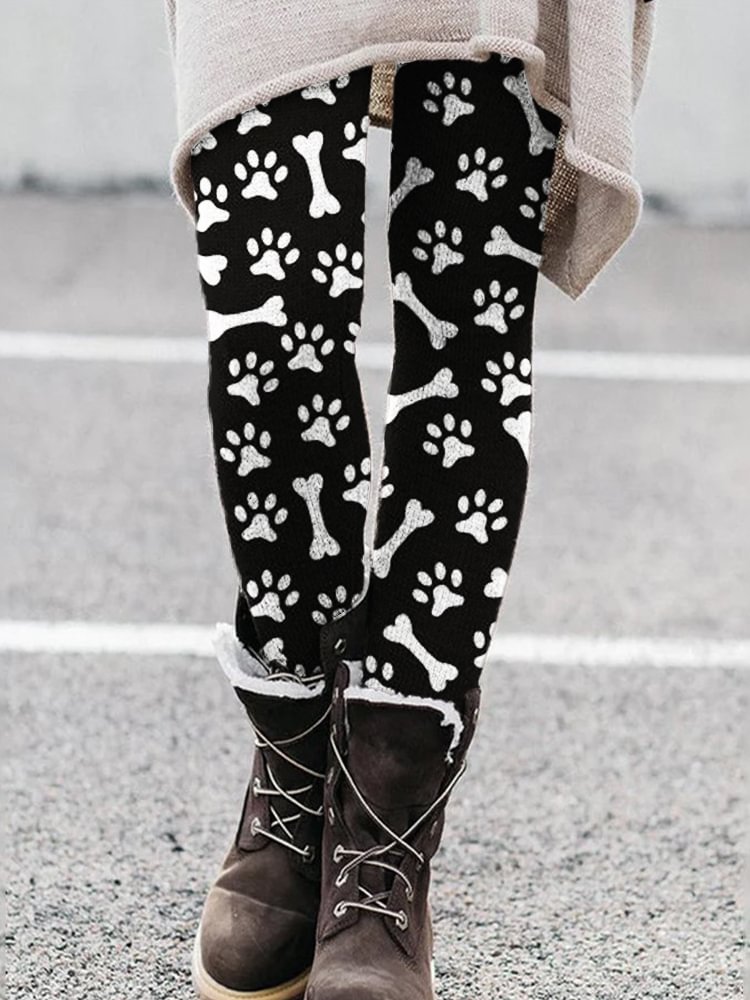 Dogs Lover Paws Print Comfy Leggings
