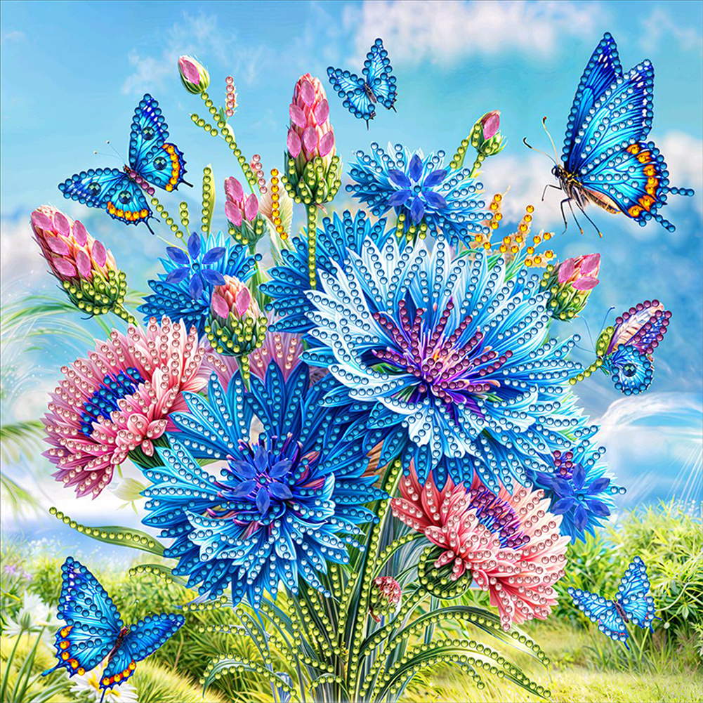 Blue Butterfly 30*30cm(canvas) special shaped drill diamond painting