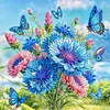 Schmetterling und blaue Blumen - speziell geformtes Diamantgem&auml;lde - 30*30cm