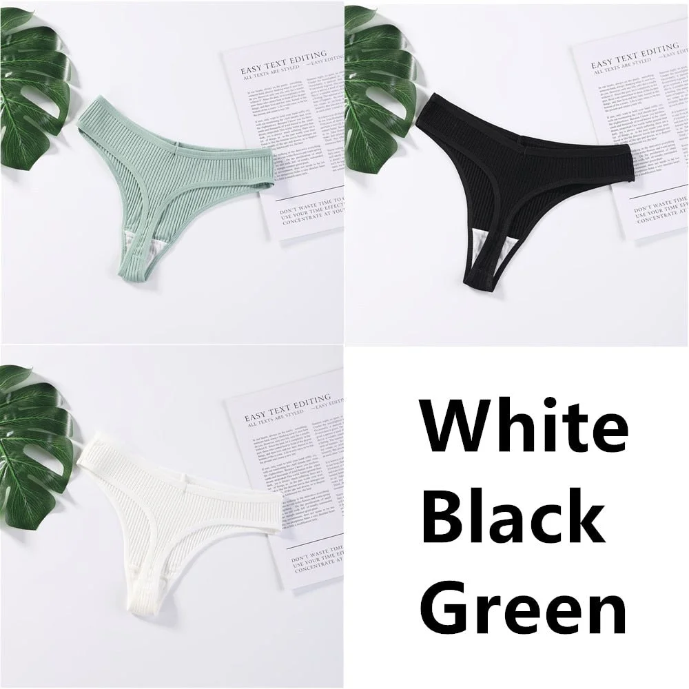 3Pcs/Set Panties G-String Ladies Sexy Panties Ladies Ladies Thong Underwear Low Waist Solid Comfortable Cotton Panties Lingerie