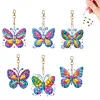6Pcs DIY Rainbow Butterfly Double Sided Special Shape Diamond Painting Keychain