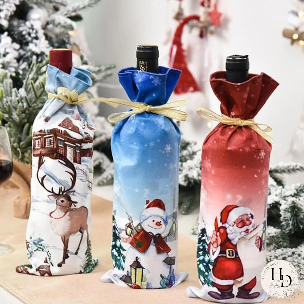 5/3/1Pcs Christmas Wine Bag Christmas Decorations For Home Santa Claus Cute Red Wine Bottle Cover Gift Bag Cute Xmas Party