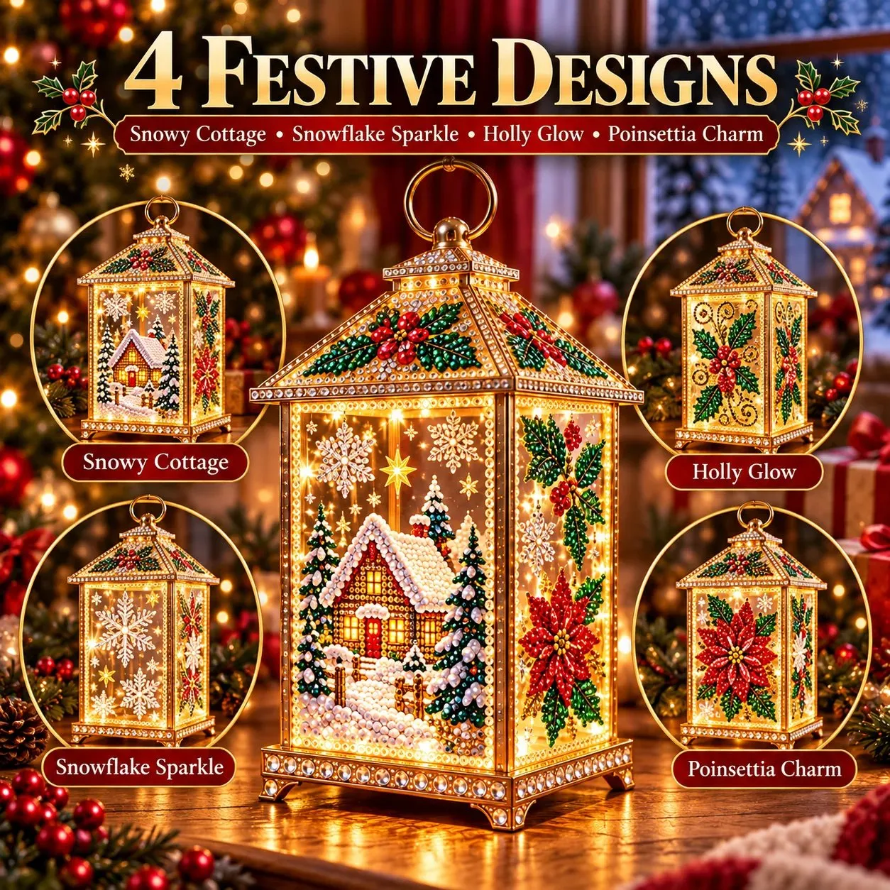 Christmas diamond art lantern DIY crafting