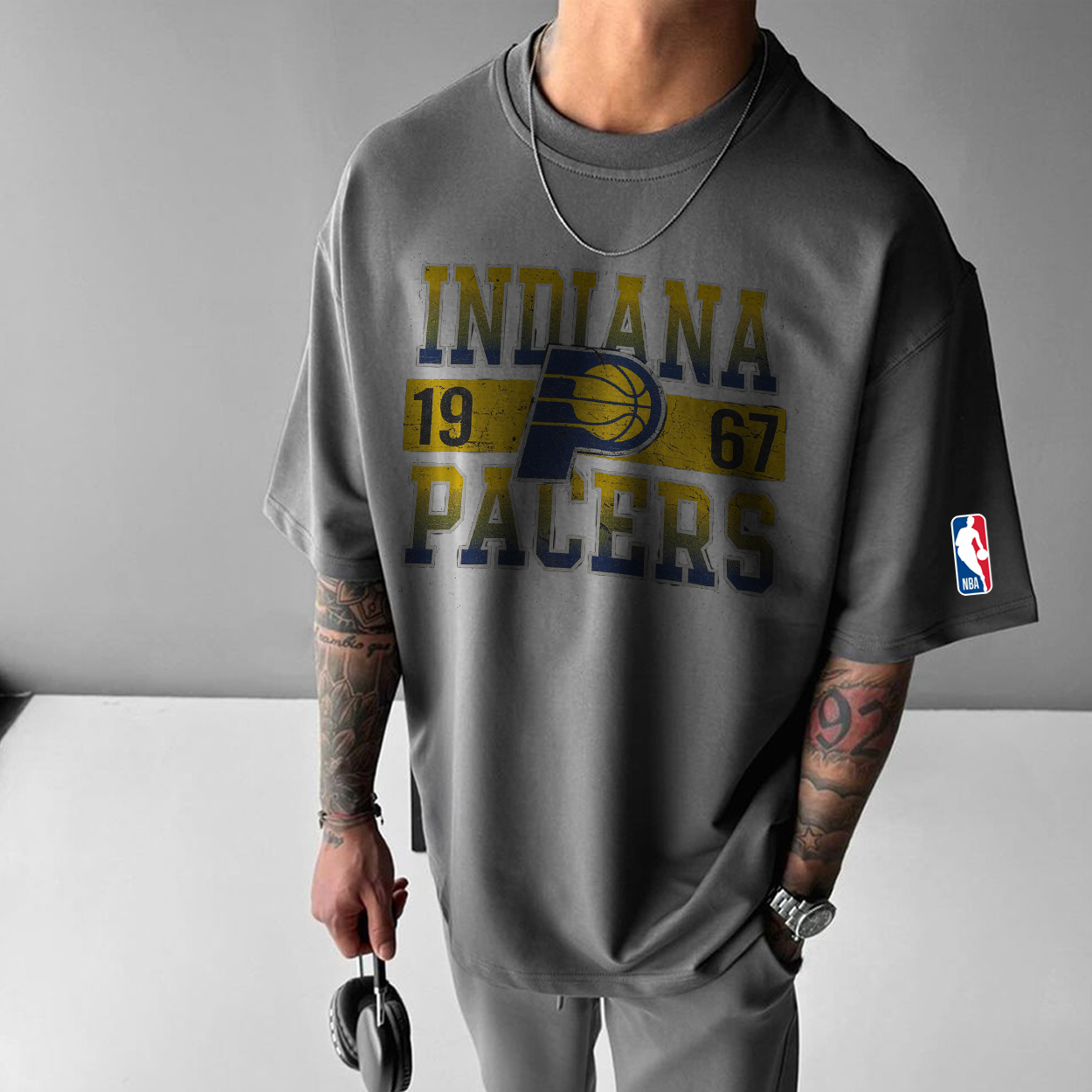  Oversized Basketball Team Graphic T-Shirt for Men