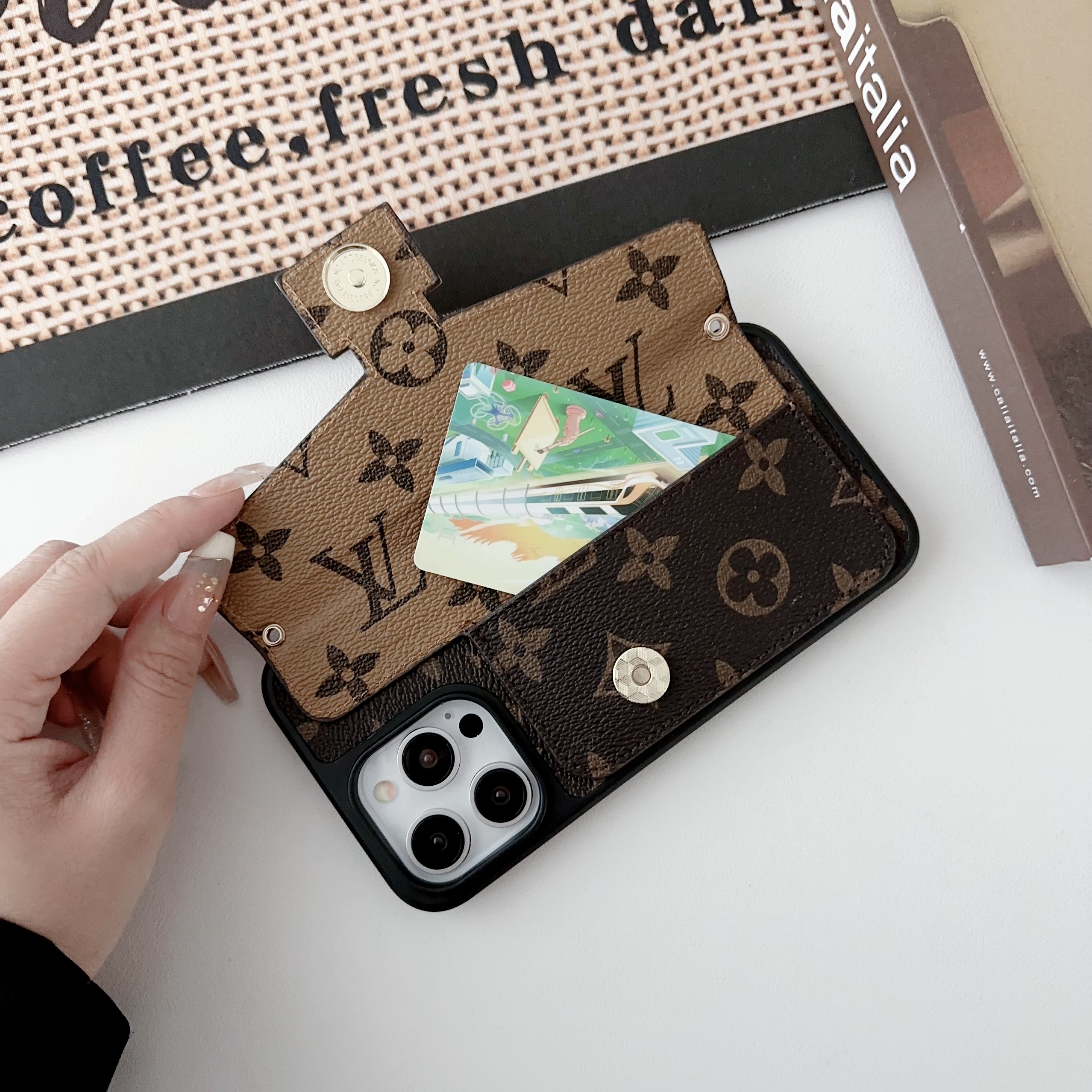 LV new petite malle women fashion messenger bag apple iPhone leather cases