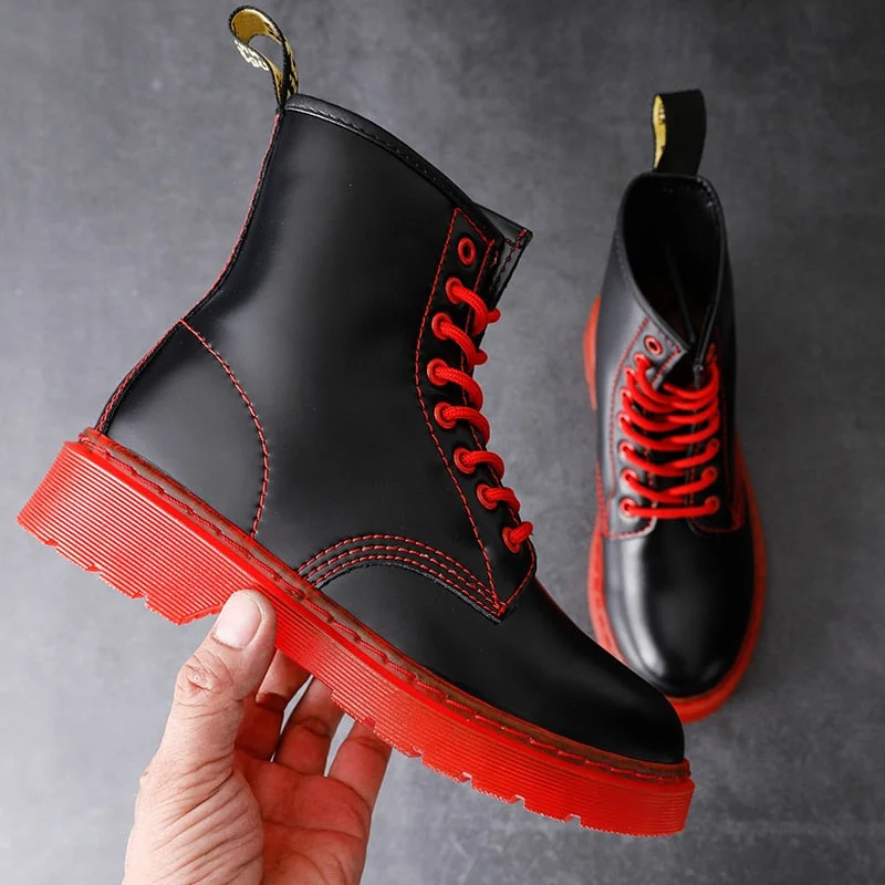 Ankle Boots Women 2021 New Winter Chunky Platform Boots Thick Bottom Punk Genuine Leather Motorcycle Botas Women Plus Size Boots