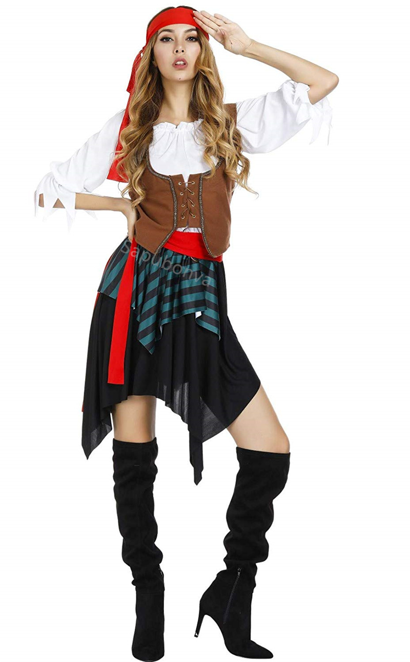 Uaang Women Pirate Costume Renaissance Adult Pirate Captain Costumes ...
