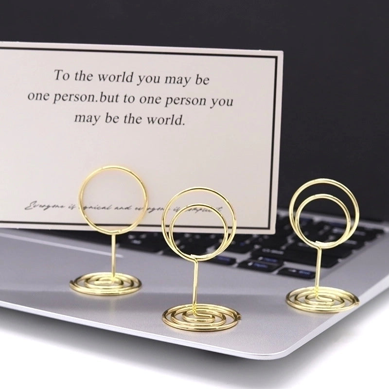 1 Piece Geometric Solid Color Class Learning Daily Metal Minimalist Place Card Holder