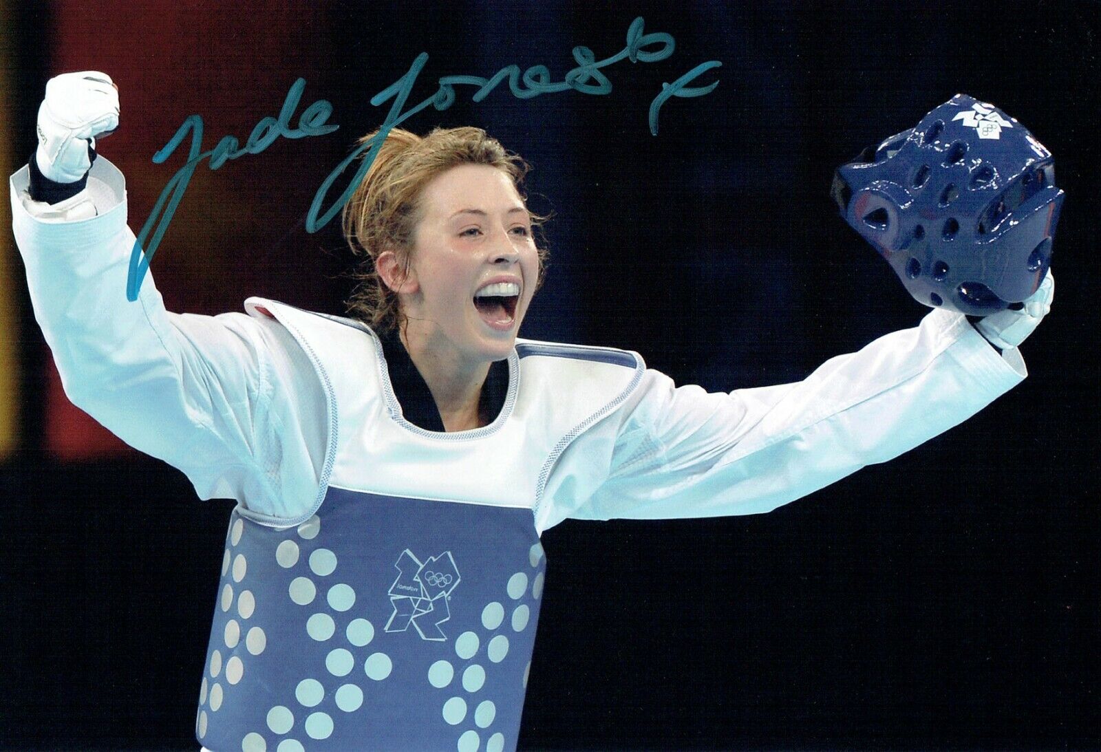 Jade JONES Autograph Signed Victory 12x8 Photo Poster painting AFTAL RD COA Taekwondo Olympics