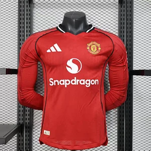 2025/2026 Player Version Long Sleeve Manchester United Home Football Shirt 1:1 Thai Quality