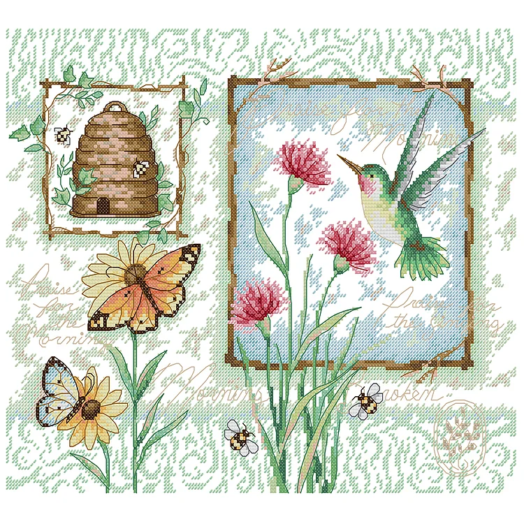 Joy Sunday Nectar And Insects 14CT Stamped Cross Stitch 38*33CM