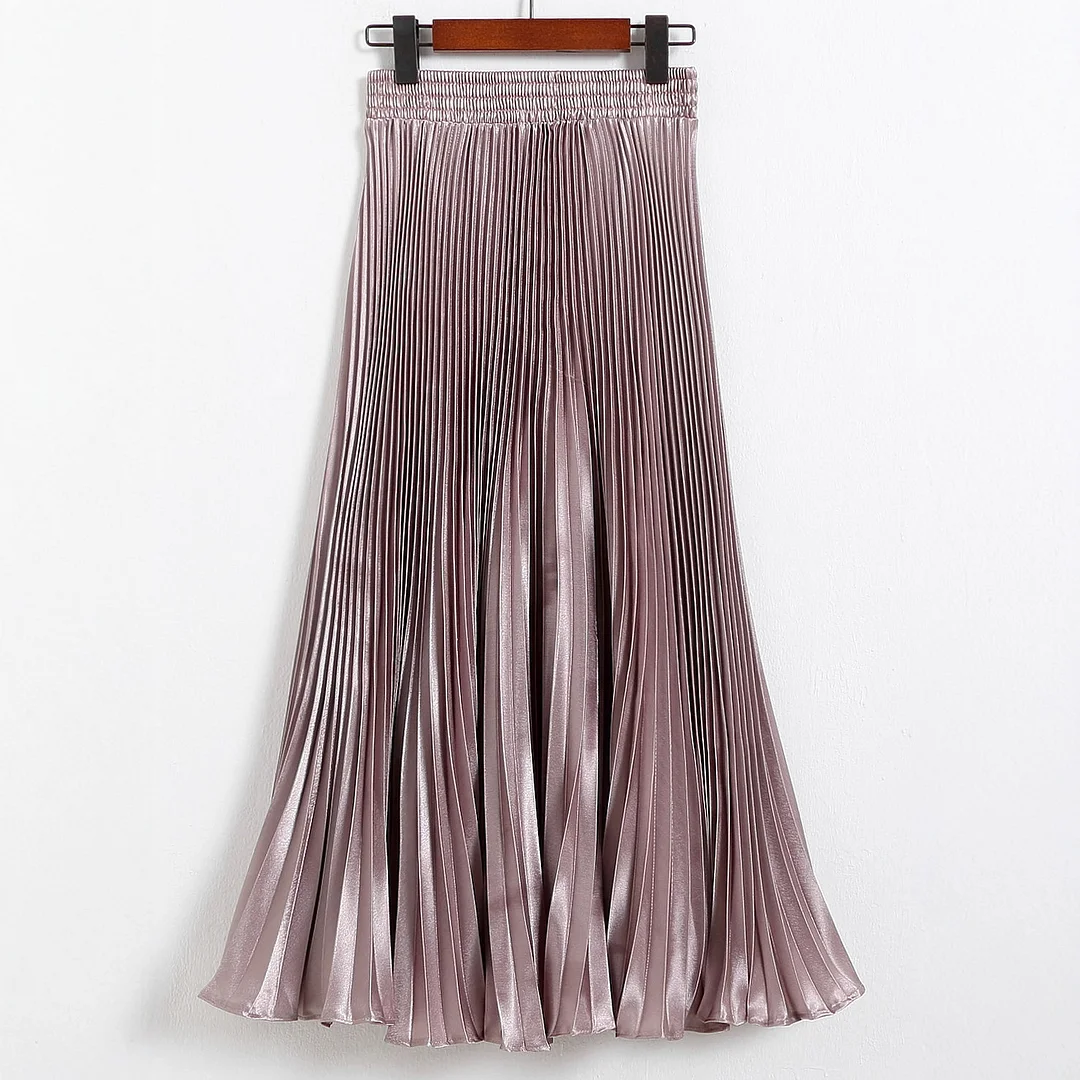 Nigikala Nigikala Luster Polyester Pressure Folded Half Skirt Original Single Long Skirt Silk Clear Silk #8035