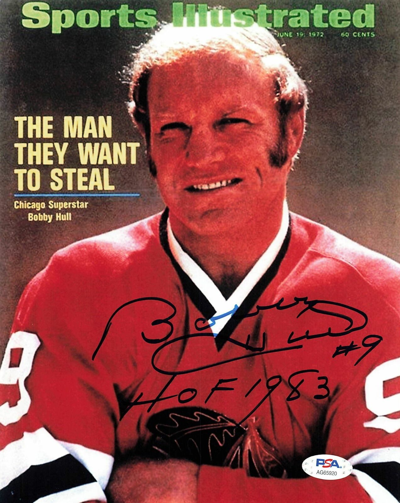 Bobby Hull signed vintage 8x10 Photo Poster painting PSA/DNA Chicago Black Hawks Autographed