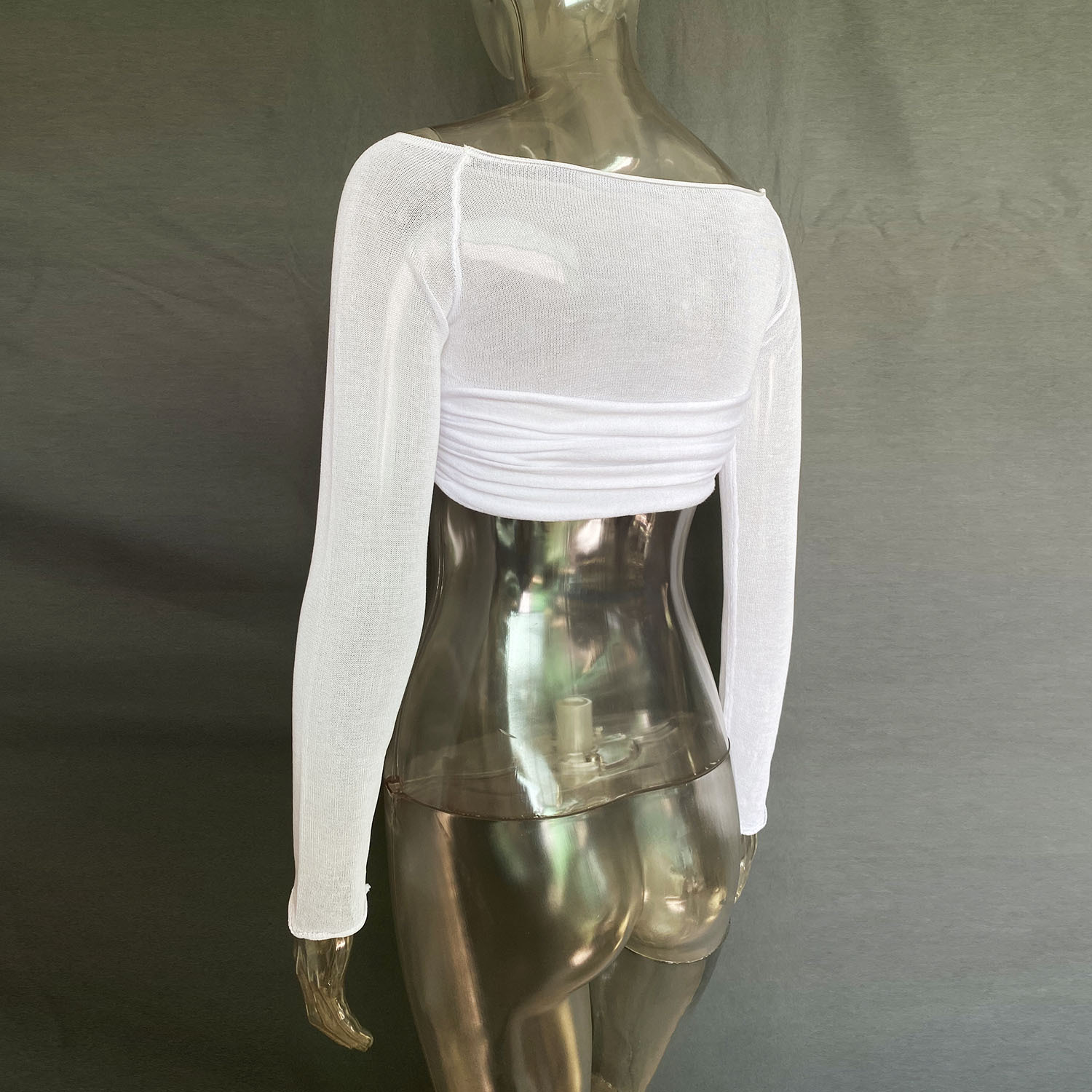 Ootddress Sheer Sexy Bodysuit Lingerie Mesh See-Through Body Tops Women 2025 New Long Sleeve Twist Wrap Backless Top Tees Bodysuits